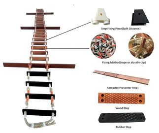 Escalera de cuerda de madera de barco de Manila, escalera de cuerda modificada para requisitos particulares de la emergencia de la anchura