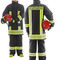 Capa de la prenda impermeable del color negro/fluorescente de la chaqueta del traje doble del bombero